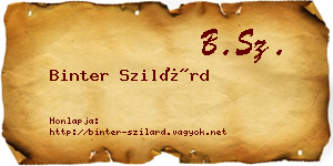 Binter Szilárd névjegykártya